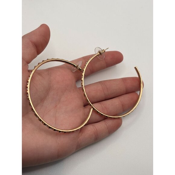 Kendra Scott Gold Studded Geometric Large Hoop Earrings - Picture 7 of 7
